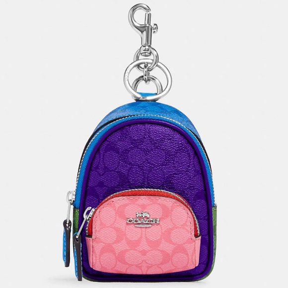 Coach Accessories - Coach Mini Court Backpack Bag Charm In Colorblock Signature Canvas Key Fob
